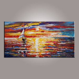 Modern Art, Contemporary Art, Boat Painting, Art Painting, Abstract Art, Abstract Art Painting, Living Room Wall Art, Canvas Art-Grace Painting Crafts