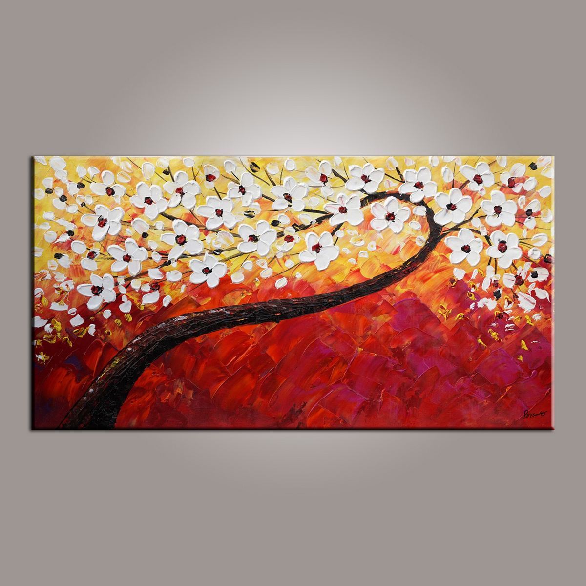 Flower Oil Painting, Painting for Sale, Tree Painting, Abstract Art Painting, Canvas Wall Art, Bedroom Wall Art, Canvas Art, Modern Art, Contemporary Art-Grace Painting Crafts