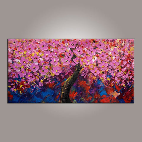 Painting for Sale, Tree Painting, Abstract Art Painting, Flower Oil Painting, Canvas Wall Art, Bedroom Wall Art, Canvas Art, Modern Art, Contemporary Art-Grace Painting Crafts