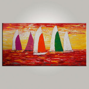 Contemporary Art, Sail Boat Painting, Abstract Art, Painting for Sale, Canvas Art, Living Room Wall Art, Modern Art-Grace Painting Crafts