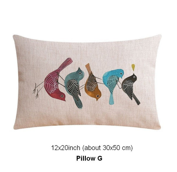 Singing Birds Decorative Throw Pillows, Love Birds Throw Pillows for Couch, Modern Sofa Decorative Pillows for Children's Room, Decorative Pillow Covers-Grace Painting Crafts