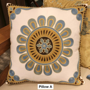 Decorative Throw Pillows for Couch, Embroider Flower Cotton Pillow Covers, Cotton Flower Decorative Pillows, Farmhouse Decorative Sofa Pillows-Grace Painting Crafts