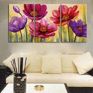 Flower Art, Floral Painting, Canvas Painting, Original Art, Large Painting, Abstract Oil Painting, Living Room Art, Modern Art, 3 Piece Wall Art, Abstract Painting-Grace Painting Crafts