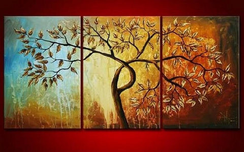 Canvas Painting, Original Art, Abstract Oil Painting, 3 Piece Wall Art, Abstract Painting, Tree of Life Painting-Grace Painting Crafts