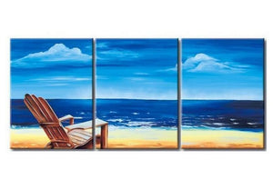 Mediterranean Sea, Seashore Painting, Landscape Painting, Large Painting, Living Room Wall Art, Modern Art, 3 Piece Wall Art, Abstract Painting, Wall Hanging-Grace Painting Crafts