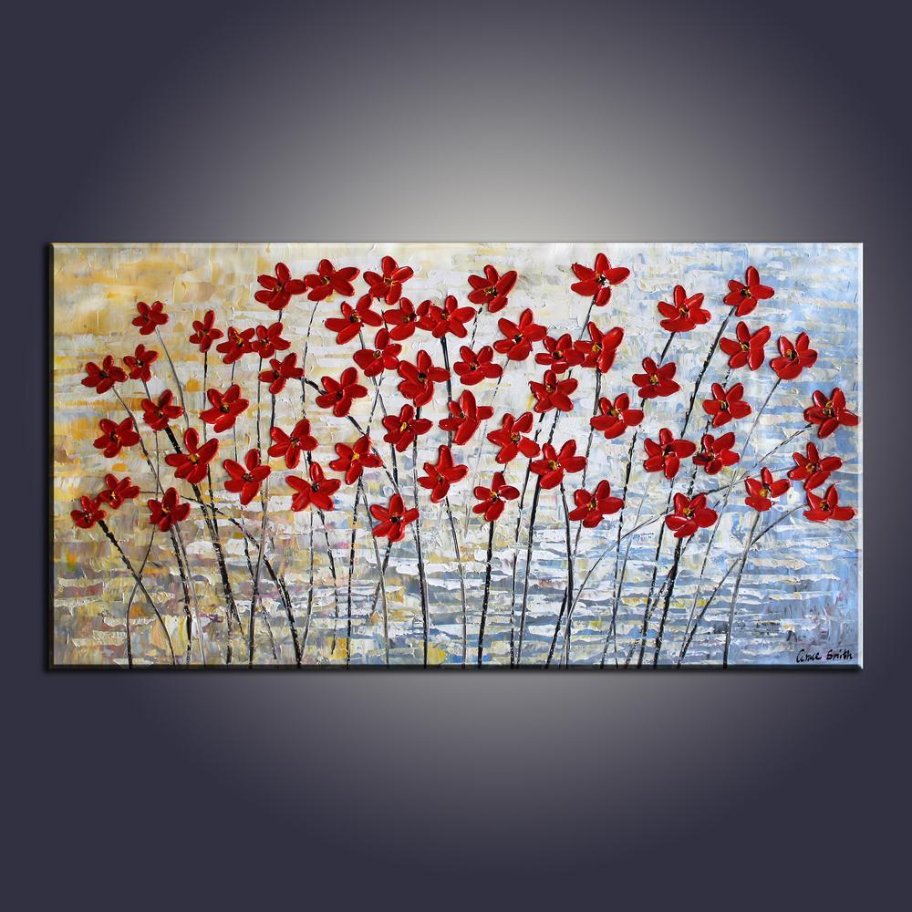 Art Painting, Flower Art, Contemporary Art, Modern Art, Abstract Art Painting, Canvas Wall Art, Living Room Wall Art, Canvas Art-Grace Painting Crafts