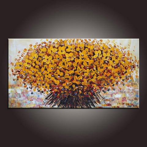 Contemporary Art, Flower Painting, Modern Art, Art on Canvas, Abstract Art Painting, Canvas Wall Art, Dining Room Wall Art, Canvas Art-Grace Painting Crafts