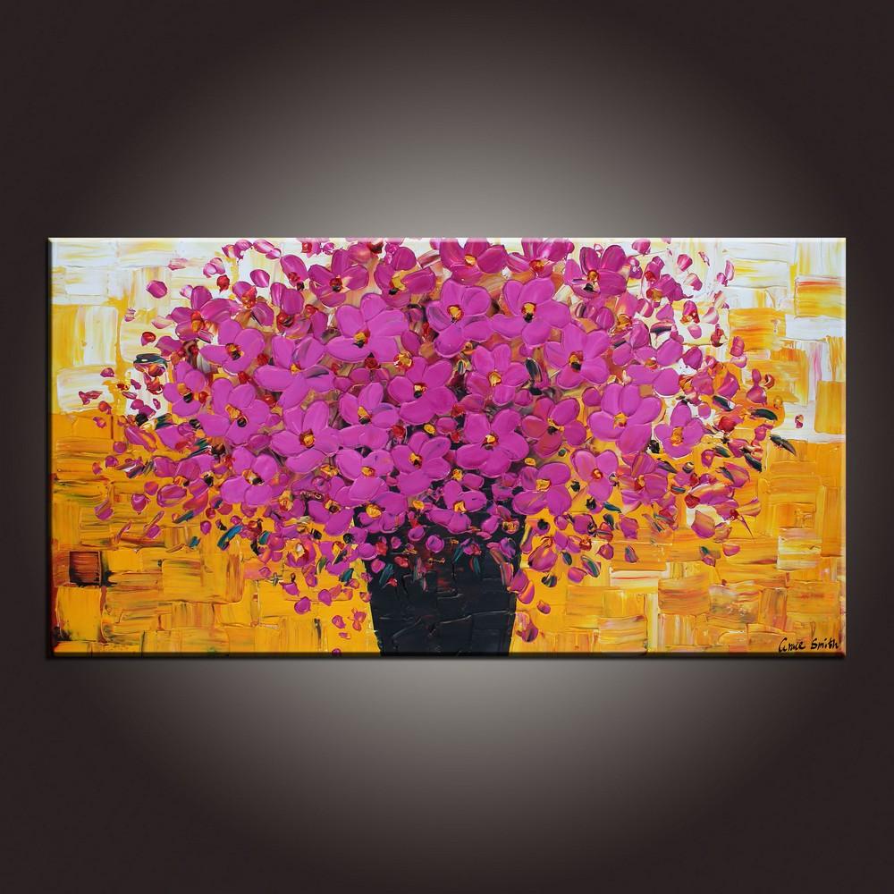 Contemporary Wall Art, Flower Painting, Modern Art, Art on Canvas, Abstract Art Painting, Canvas Painting, Dining Room Wall Art, Canvas Art-Grace Painting Crafts