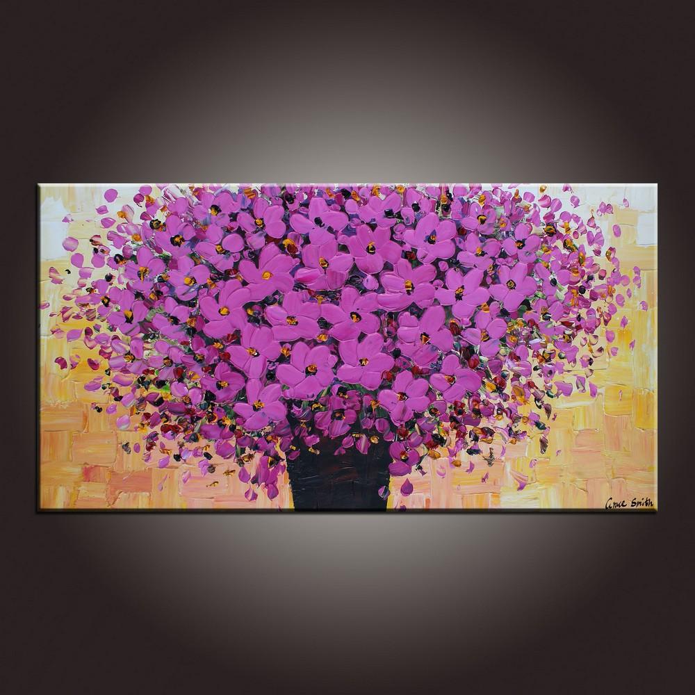 Modern Art, Art on Canvas, Contemporary Wall Art, Flower Painting, Abstract Art Painting, Canvas Painting, Dining Room Wall Art, Canvas Art-Grace Painting Crafts