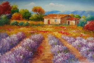 Oil Painting, Canvas Art, Autumn Painting, Lavender Field, Canvas Painting, Landscape Painting, Wall Art, Large Painting, Kitchen Wall Art-Grace Painting Crafts