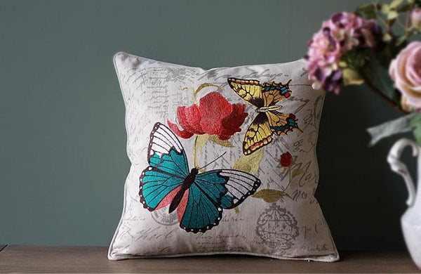 Decorative Throw Pillows, Butterfly Cotton and linen Pillow Cover, Sofa Decorative Pillows, Decorative Pillows for Couch-Grace Painting Crafts