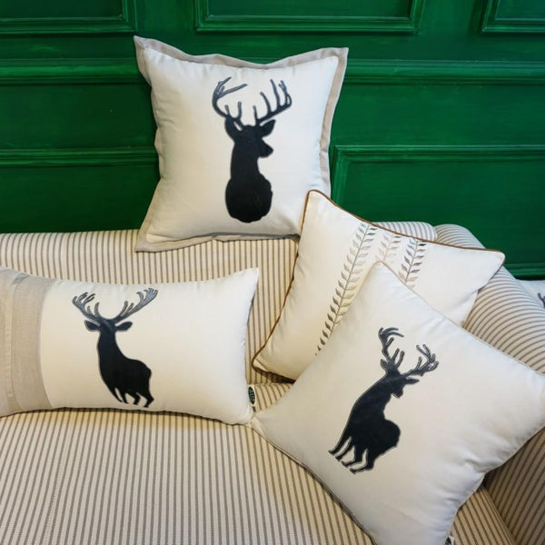 Embroider Elk Cotton Pillow Cover, Decorative Throw Pillow, Sofa Pillows, Home Decor-Grace Painting Crafts