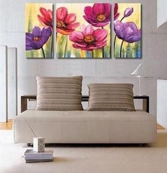 Flower Painting, Canvas Wall Art, Abstract Art, Canvas Painting, Large Oil Painting, Living Room Wall Art, Modern Art, 3 Piece Art, Huge Art-Grace Painting Crafts