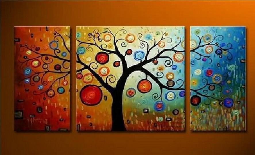 Heavy Texture Painting, Tree of Life Painting, 3 Piece Canvas Painting, Extra Large Painting, Huge Art-Grace Painting Crafts