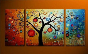Heavy Texture Painting, Tree of Life Painting, 3 Piece Canvas Painting, Extra Large Painting, Huge Art-Grace Painting Crafts