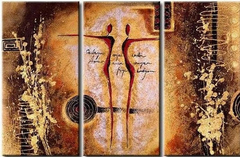 Large Painting, Abtract Figure Art, Canvas Wall Art, Art Painting, Abstract Art, Abstract Painting, Contemporary Art, 3 Piece Wall Art, Canvas Art-Grace Painting Crafts