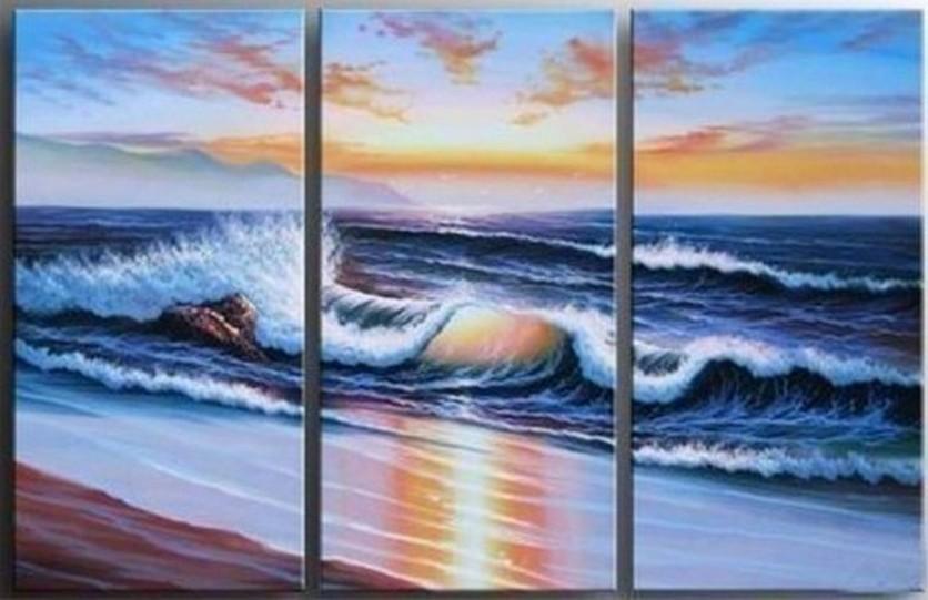 Paciffic Ocean Big Wave, Seascape Art, Canvas Painting, Landscape Painting, Large Painting, Living Room Wall Art, Oil on Canvas, 3 Piece Oil Painting, Large Wall Art-Grace Painting Crafts