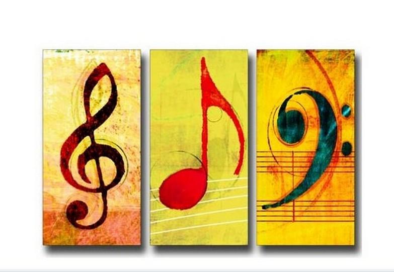 Musical Notes, Abstract Painting, Large Painting, Living Room Wall Art, Contemporary Art, 3 Piece Oil Painting, Canvas Wall Art, Ready to Hang-Grace Painting Crafts