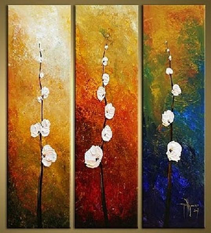 Flower Art, Bedroom Wall Art, Canvas Painting, Abstract Art, Large Art, Wall Painting, Abstract Painting, Acrylic Art, 3 Piece Wall Art, Canvas Art-Grace Painting Crafts