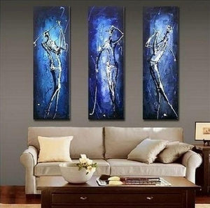 3 Piece Wall Art Painting, Golf Player Painting, Sports Abstract Painting, Bedroom Abstract Painting, Acrylic Canvas Painting for Sale-Grace Painting Crafts