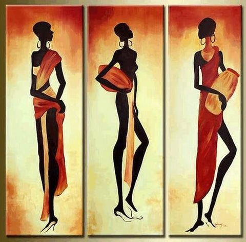 Canvas Painting, Wall Painting, African Woman Painting, Abstract Painting, Acrylic Art, 3 Piece Wall Art, Canvas Art-Grace Painting Crafts
