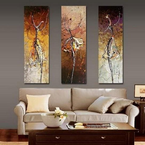 Ballet Dancer Painting, Bedroom Wall Art, Canvas Painting, Abstract Art, Abstract Painting, Acrylic Art, 3 Piece Wall Art-Grace Painting Crafts