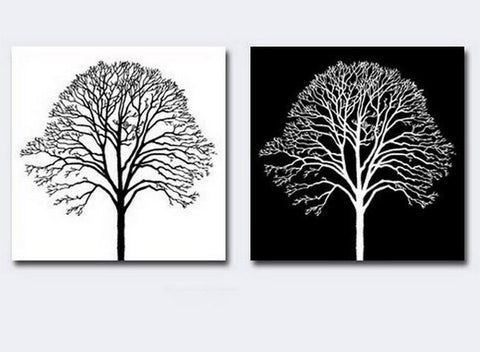 Canvas Painting, Black and White Art, Abstract Painting on Canvas, Wall Hanging, Tree of Life, Simple Painting-Grace Painting Crafts
