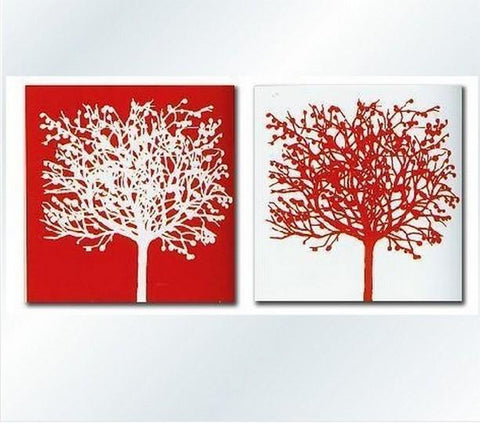 Red and White Art, Abstract Painting, Wall Hanging, Dining Room Wall Art, Modern Art, Hand Painted Art, Large Art, Tree Painting-Grace Painting Crafts