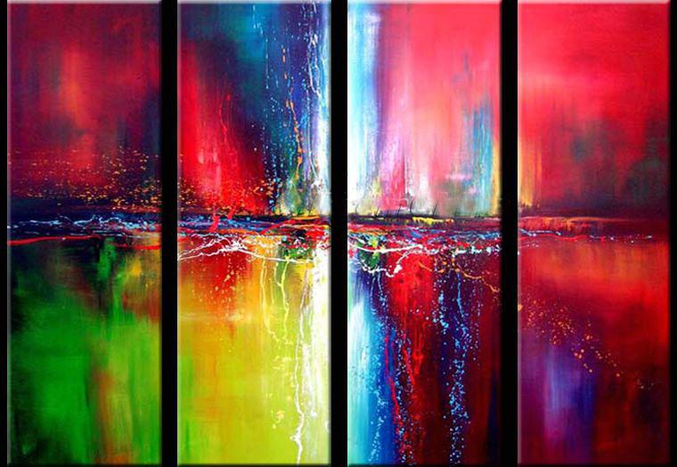 Living Room Wall Art Ideas, Abstract Art, Canvas Painting, Simple Abstract Painting, 4 Piece Wall Art, Wall Painting, Abstract Wall Art Paintings, Ready to Hang-Grace Painting Crafts
