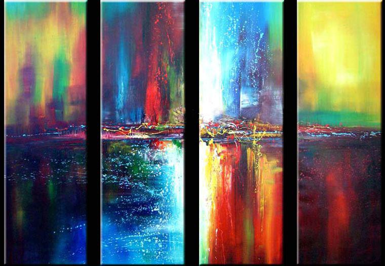 Abstract Wall Art Paintings, Ready to Hang Painting, Modern Wall Art Ideas, Living Room Canvas Painting, Abstract Painting on Canvas, 4 Piece Wall Art-Grace Painting Crafts
