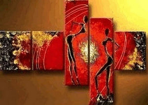 Red Abstract Art, Canvas Painting, Huge Wall Art, Acrylic Art, 5 Piece Wall Painting, Canvas Painting, Hand Painted Art, Group Painting-Grace Painting Crafts