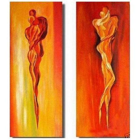 Contemporary Art, Abstract Art of Love, Bedroom Wall Decor, Art on Canvas, Lovers Painting-Grace Painting Crafts
