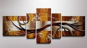 Abstract Lines Art, Canvas Art Painting, Huge Wall Art, Acrylic Art, 5 Piece Wall Painting, Canvas Painting, Hand Painted Art-Grace Painting Crafts