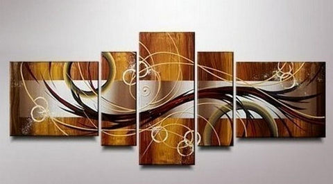 Abstract Lines Art, Canvas Art Painting, Huge Wall Art, Acrylic Art, 5 Piece Wall Painting, Canvas Painting, Hand Painted Art-Grace Painting Crafts
