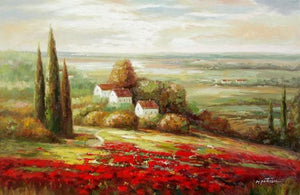 Landscape Painting, Impasto Wall Art, Red Poppy Field, Flower Field, Wall Art, Art Painting, Canvas Painting, Heavy Texture Art, Canvas Oil Painting, Canvas Art-Grace Painting Crafts