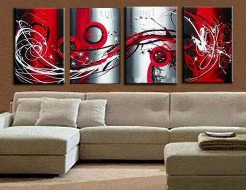 Abstract Art, Red Abstract Painting, Living Room Wall Art, Modern Art for Sale, Extra Large Wall Art, Wall Hanging-Grace Painting Crafts