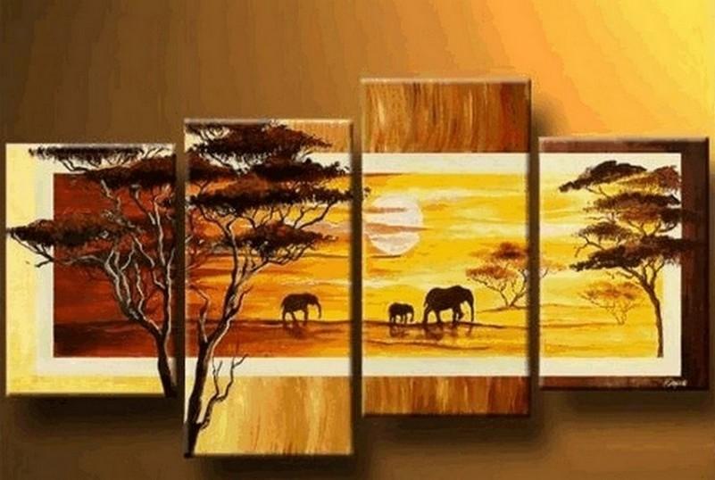 African Painting, Sunset Painting, Large Painting for Sale, Hand Painted Canvas Art, Landscape Paintings, Living Room Wall Art Paintings-Grace Painting Crafts