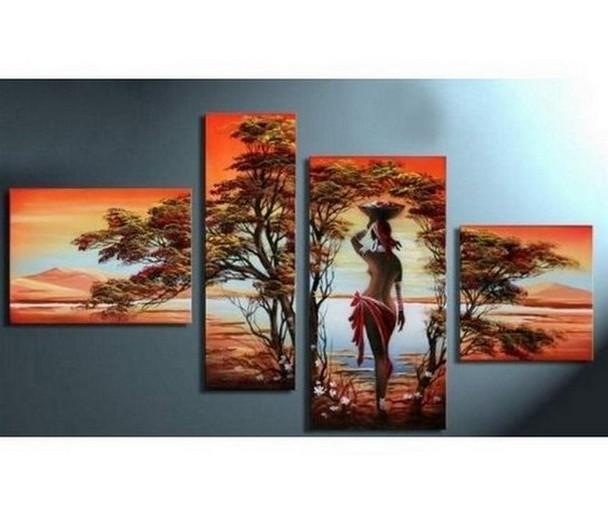 African Girl Painting, Hand Painted Canvas Art, Acrylic Painting on Canvas, African Canvas Painting, Living Room Wall Art Paintings-Grace Painting Crafts