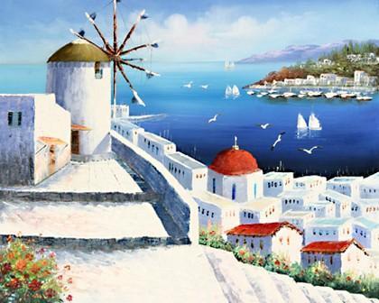 Landscape Painting, Wall Art, Large Painting, Mediterranean Sea Painting, Canvas Painting, Bedroom Art, Oil Painting, Canvas Wall Art-Grace Painting Crafts