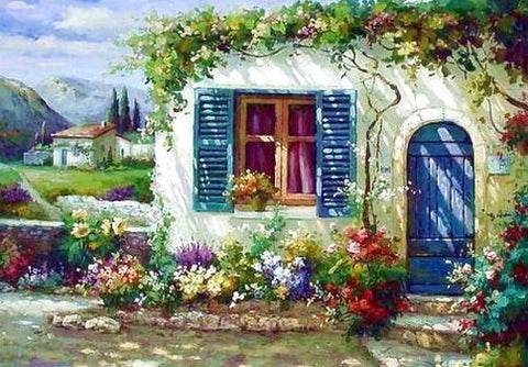Landscape Painting, Mediterranean Sea Painting, Canvas Painting, Wall Art, Large Painting, Bedroom Wall Art, Oil Painting, Canvas Art, Seascape, Italy Summer Resort-Grace Painting Crafts