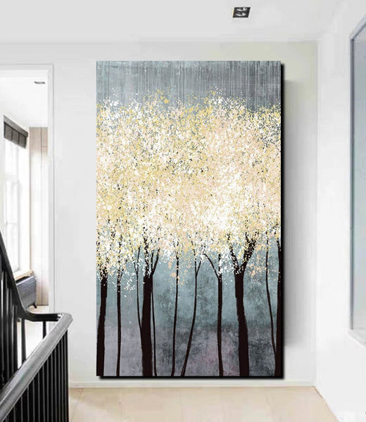 Acrylic Abstract Painting, Tree Paintings, Large Painting on Canvas, Living Room Wall Art Paintings, Buy Paintings Online, Acrylic Painting for Sale-Grace Painting Crafts