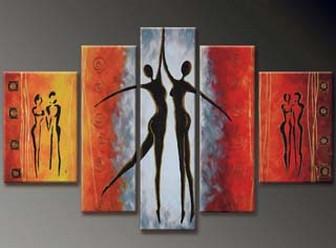 Dancing Figure Painting, Abstract Art, Canvas Painting, Wall Art, Large Art, Abstract Painting, Large Canvas Art, 5 Piece Wall Art, Bedroom Wall Art-Grace Painting Crafts