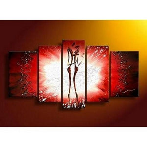 Canvas Art, 5 Panel Canvas Art, Abstract Art of Love, Canvas Painting, Wall Art, Lovers Painting-Grace Painting Crafts