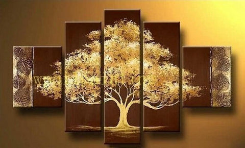 Simple Modern Art, Tree of Life Painting, Acrylic Abstract Painting, 5 Piece Canvas Painting, Acrylic Painting for Bedroom-Grace Painting Crafts