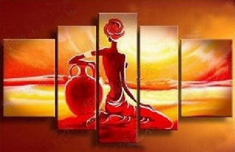 African Canvas Paintings, African Girl Painting, Sunset Painting, Canvas Painting for Living Room, African Woman Painting, Buy Art Online-Grace Painting Crafts