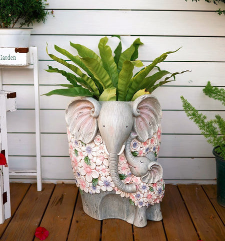 Modern Garden Flower Pot, Unique Animal Statue for Garden Ornaments, Beautiful Elephant Flowerpot, Resin Statue for Garden, Villa Outdoor Decor Gardening Ideas-Grace Painting Crafts