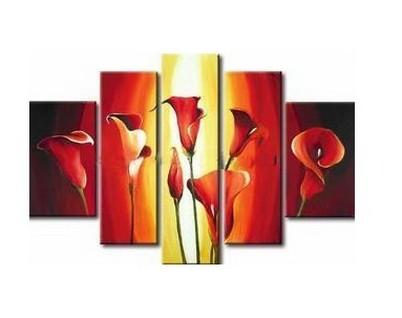 Flower Art, Canvas Painting, Abstract Art, Calla Lily Painting, Large Canvas Art, Abstract Painting, 5 Piece Wall Art, Modern Art, Acrylic Art-Grace Painting Crafts