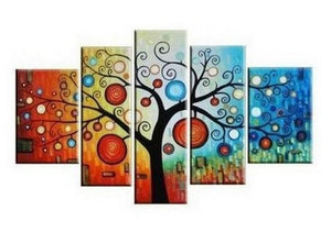 Tree of Life Painting, Abstract Art, Abstract Painting, Large Canvas Art, Heavy Texture Art, Flower Art, Canvas Painting, 5 Piece Wall Art, Modern Art, Acrylic Art-Grace Painting Crafts