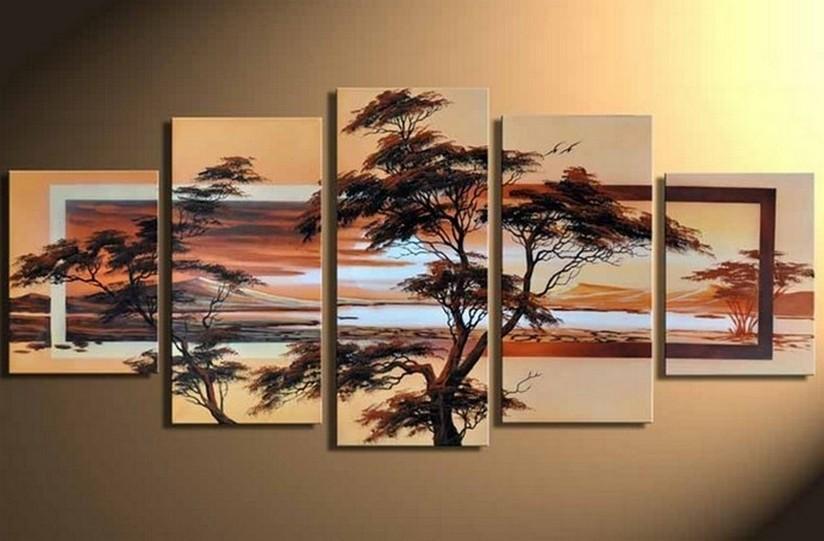 Tree of Life Painting, Ready to Hang, Large Art, Abstract Art, Flower Oil Painting, Abstract Painting, Canvas Painting, 5 Piece Wall Art, Canvas Art Painting-Grace Painting Crafts