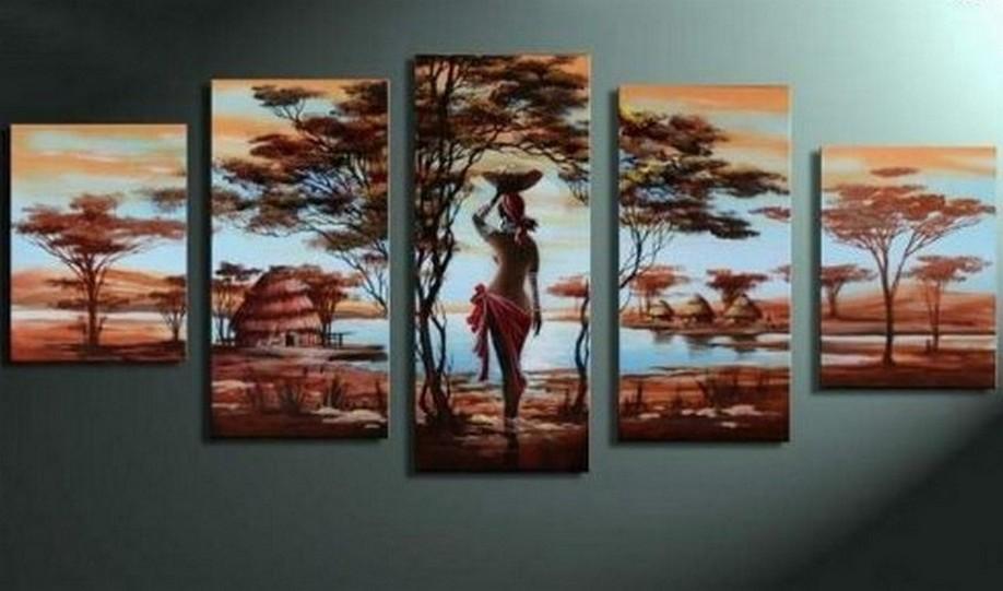 Canvas Painting, Abstract Painting, 5 Piece Canvas Art, Abstract Art, African Art, African Girl Painting, African Woman Painting, Modern Art-Grace Painting Crafts
